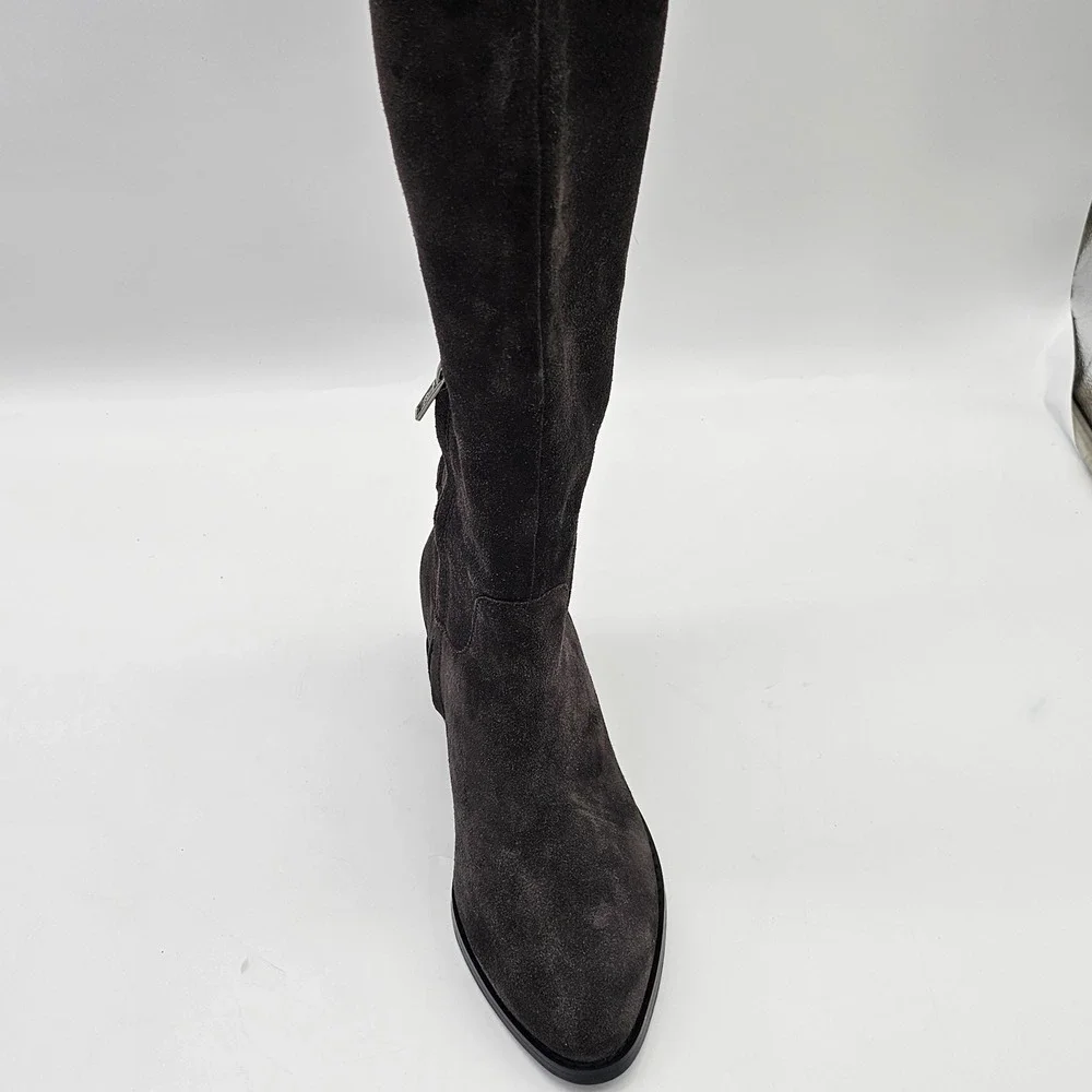 ASH Jocelyn Boots Womens 38 Africa Brown Suede Tall Knee High Hidden Wedge NIB